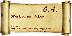 Ofenbecher Adony névjegykártya